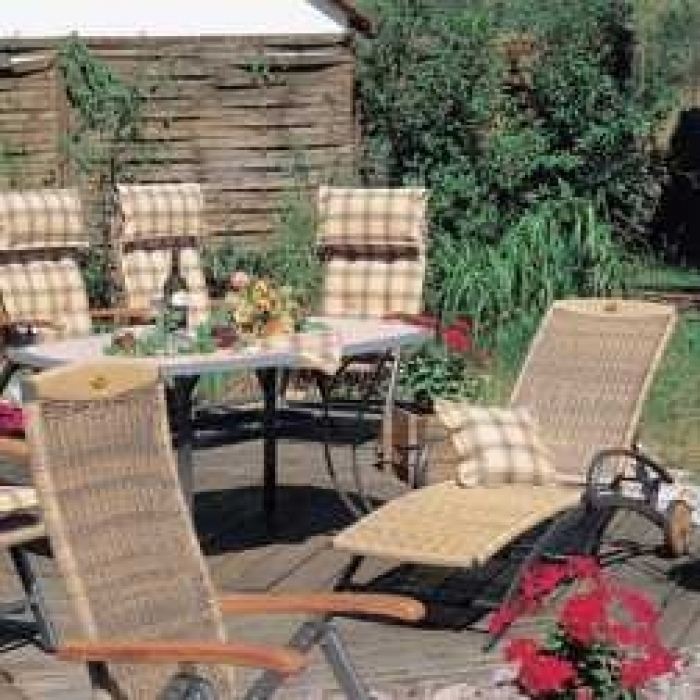 Garten Hochlehner Romantica verstellbar Aluminium Teakholzarmlehne 