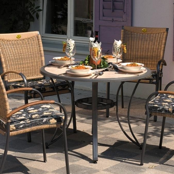 Garten Stapelsessel Romantica Aluminium Teakholzarmlehne Kunststoffgeflecht